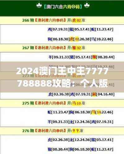 2024澳门王中王7777788888攻略:个人版XJV485.8全新方案解读