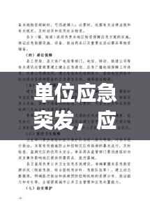 单位应急突发,应急突发事件处置预案