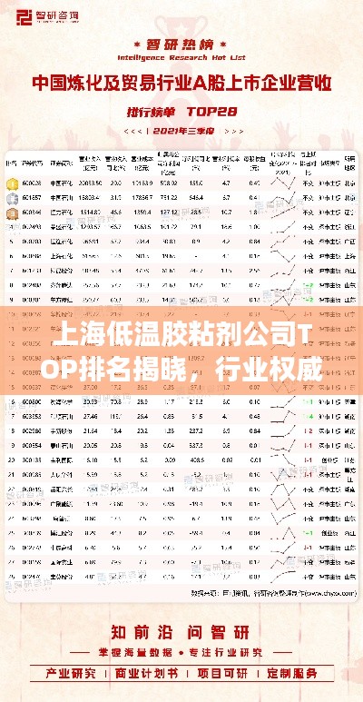 上海低温胶粘剂公司TOP排名揭晓,行业权威榜单一网打尽!