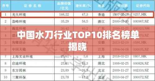 中国水刀行业TOP10排名榜单揭晓