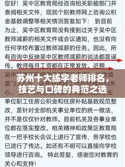 苏州十大练字老师排名,技艺与口碑的典范之选