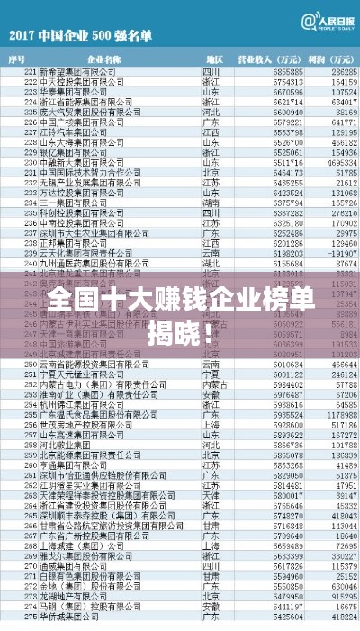 全国十大赚钱企业榜单揭晓!