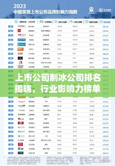 上市公司制冰公司排名揭晓,行业影响力榜单重磅出炉