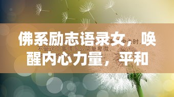 佛系励志语录女,唤醒内心力量,平和前行